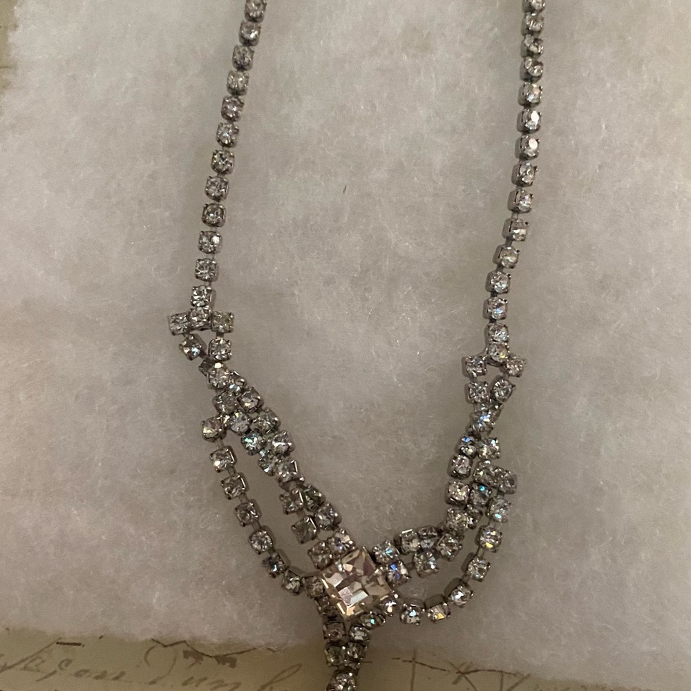 Vintage  Silver Crystal Necklace